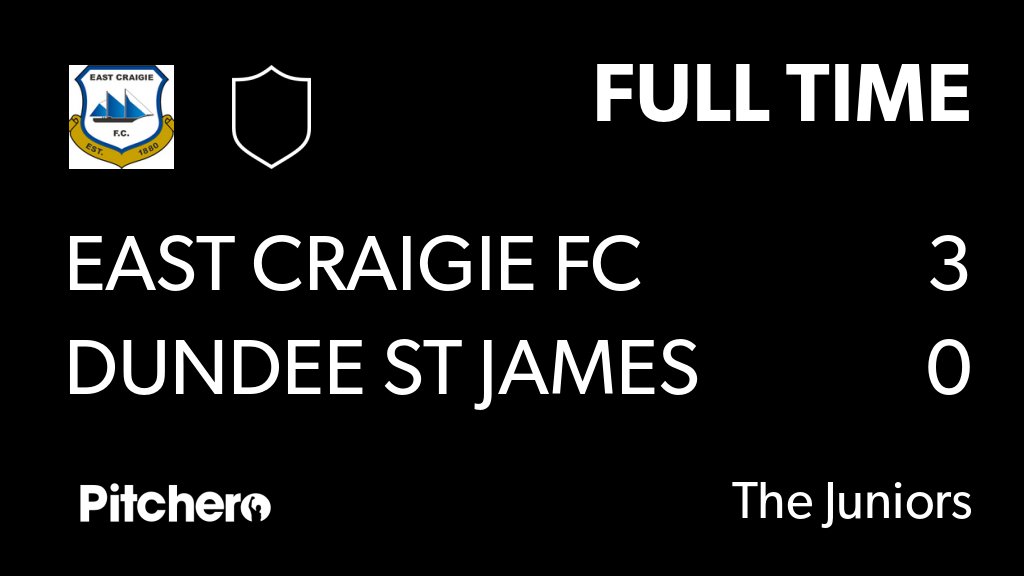 eastcraigiefc's tweet photo. FULL TIME: East Craigie FC 3 - 0 Dundee St James
#EASDUN #Pitchero
https://t.co/d36GFTbNJ2 https://t.co/ZoBXMprcl6