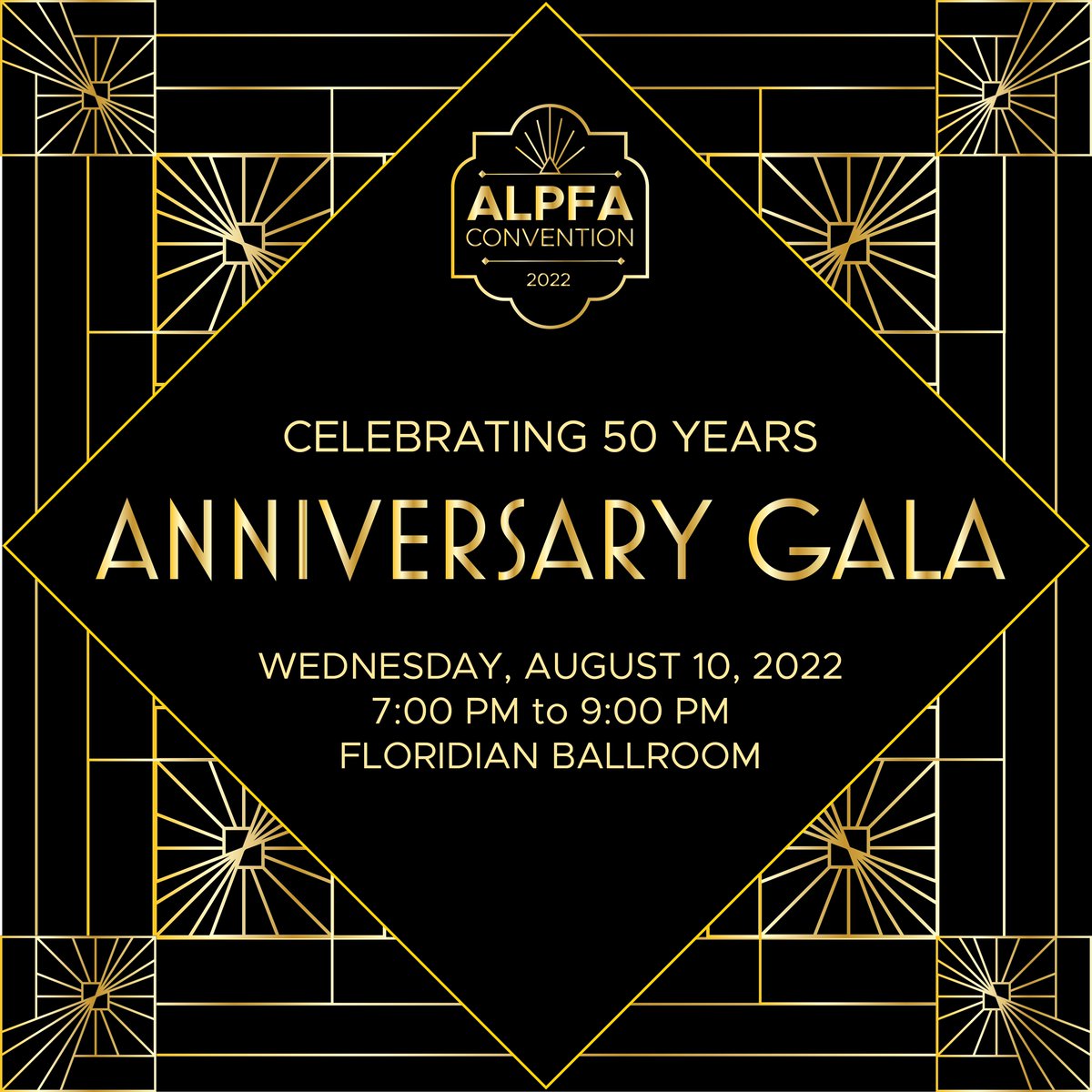 alpfa's tweet photo. Day 4: 50th Anniversary Gala at the Floridian Ball Room from 7pm to 9pm. Let’s celebrate together!
#ALPFA50 #ALPFACon #ALPFAmilia #Orlando #Florida #Students #Professionals #Workshops #Career #Networking #Latino #Latina #LatinX https://t.co/5yyFOF1NW7
