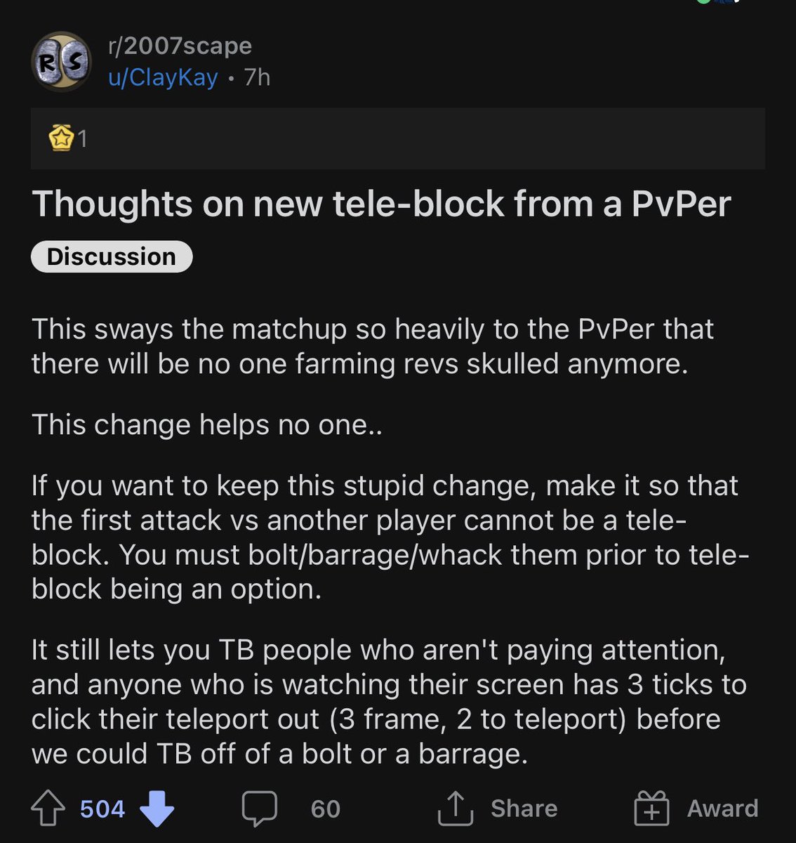 Unla_osrs's tweet photo. “You must bolt/barrage/whack them prior to teleblock”
Braindead https://t.co/p0ZOyLdBRB