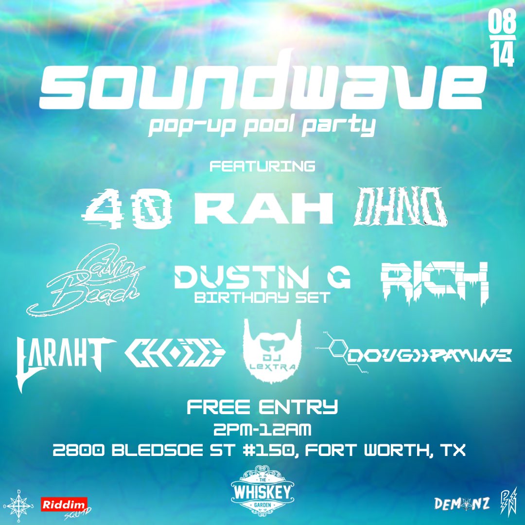 HOSTING A FREE POPUP SHOW THIS SUNDAY FUNDAY @ WHISKEY GARDEN IN FT. WORTH FEATURING A STACKED LINEUP! SEE Y’ALL THERE!☀️🧉💦