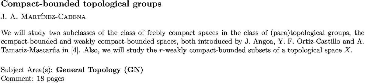 arxiv.org/abs/2208.05105…
J A Martínez-Cadena
Compact-bounded topological groups