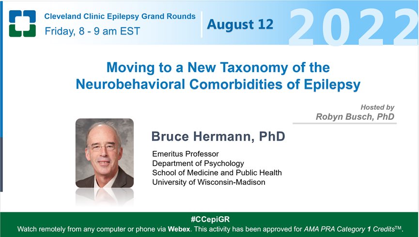 We are extremely honored to have Dr. Hermann speak at grand rounds this Friday! Join us here: cmrccf.webex.com/cmrccf/j.php?M… #CCepiGR #CleClinicNeuro #epilepsysurgery @AMoosaMD @imadmnajm @LalDennis @VineetPuniaMD @balukrishnan @DileepNairMD @Hantus @epilepsydoc