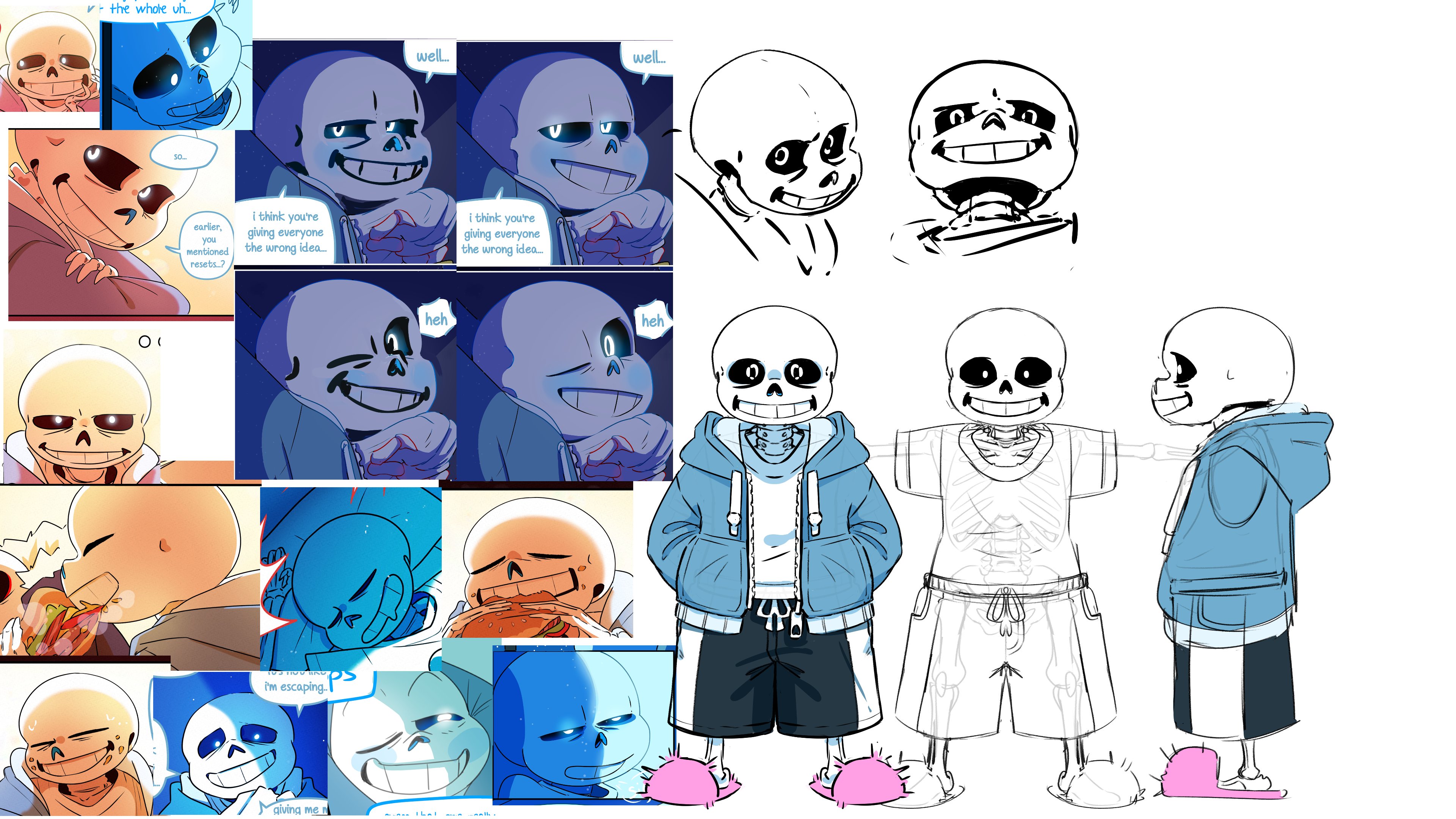 X 上的danceased.：「made a proper reference sheet for canon dustswap sans and  papyrus cos stinky flambe asked😩  / X