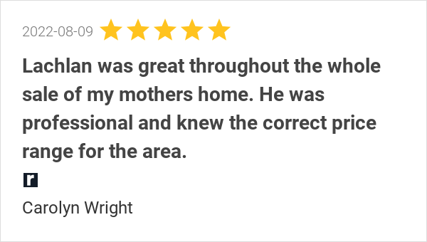 LJHWyong's tweet image. New 5.0-star Review: &quot;Lachlan was great throughout the whole sale of my mothers home. He was professional and...