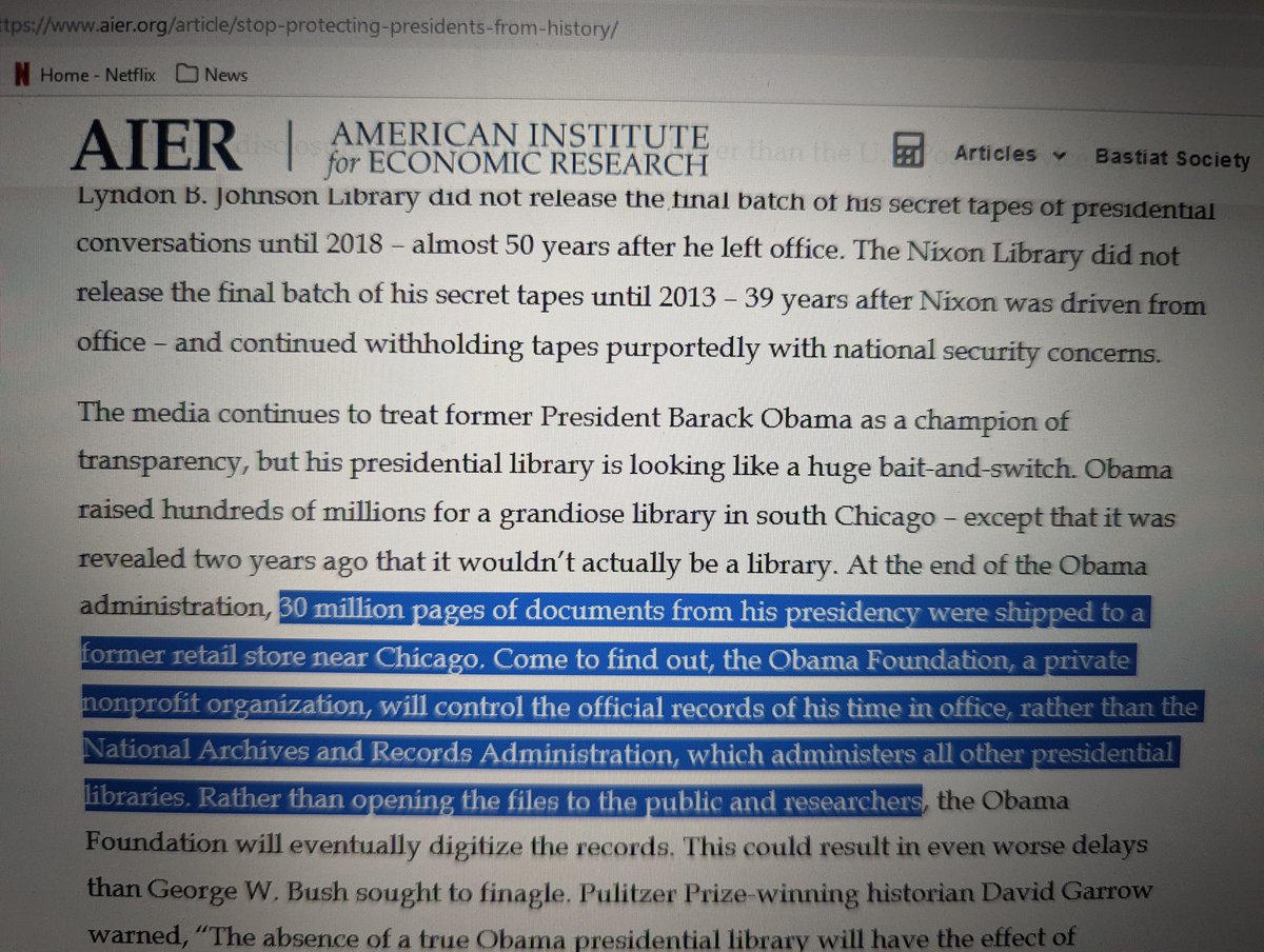 PathfinderIntel's tweet photo. @MplsMe @LaurieSpoon @RepThomasMassie Sure. I was wrong it wasn't 33,000. It was 30,000,000. The Obama "library" was not covered by NARA. Yet, they took the documents to a former retail store. Biden shipped his to the U of Delaware, which is not open to public. Good enough? https://t.co/It4nYNd1Px