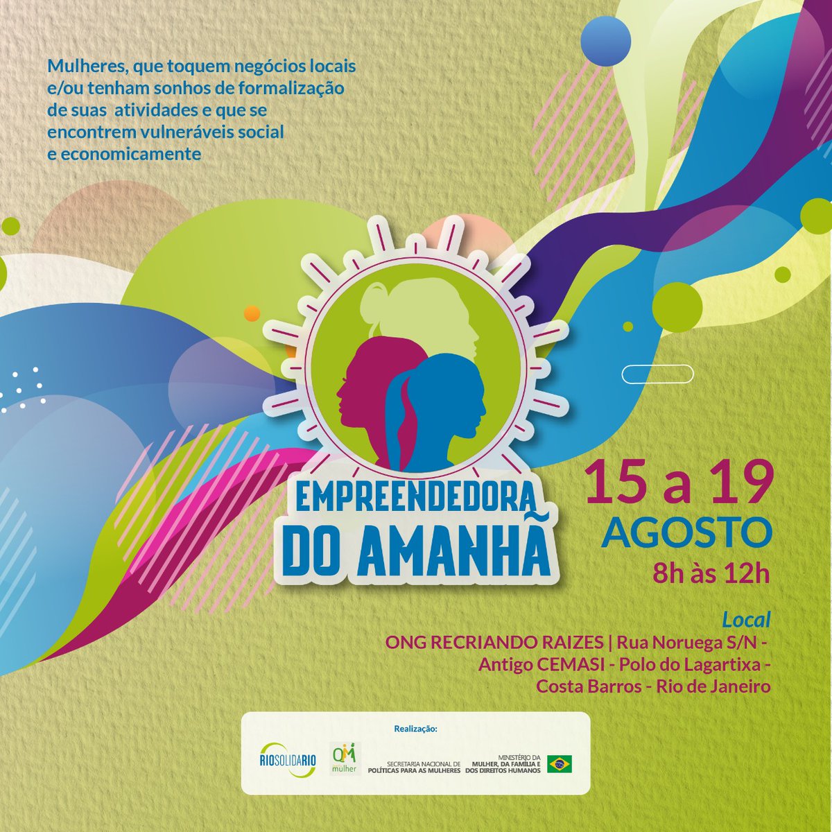 ORioSolidario's tweet photo. Novas datas confirmadas para o projeto Empreededora do Amanhã. 

🚀 Aulas sobre práticas de empreendedorismo, criação e gerenciamento de negócios.

📍 Inscreva-se no link https://t.co/WOvWmqwVdu

#empreededoradoamanha #solidariedade #RioSolidario #empreededora https://t.co/pCIrXH6hCv
