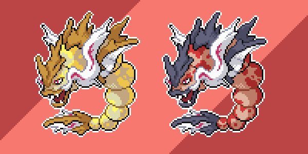 tropkicks's tweet image. Some more regional forms (Magikarp, Gyarados and Probopass) sprited by @TravisComm 🐠 🌙 again the designs are by @Mat4265