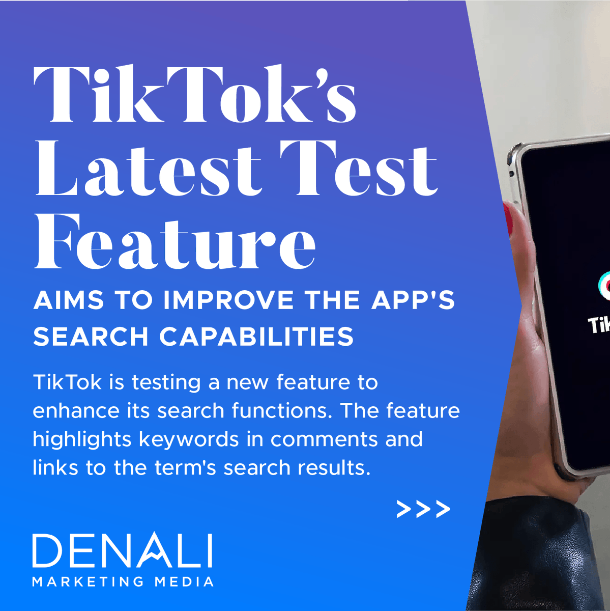 MediaDenali's tweet photo. 👀 A new TikTok test feature aims to enhance the app's search capabilities! 
SWIPE to learn more --->

#contentcreator #youtuber #youtube #content #contentcreation #contentmarketing #influencer#contentcreator #tiktok #entrepreneur #MarketingAgency #socialmediamanager https://t.co/8W7taY3q8F