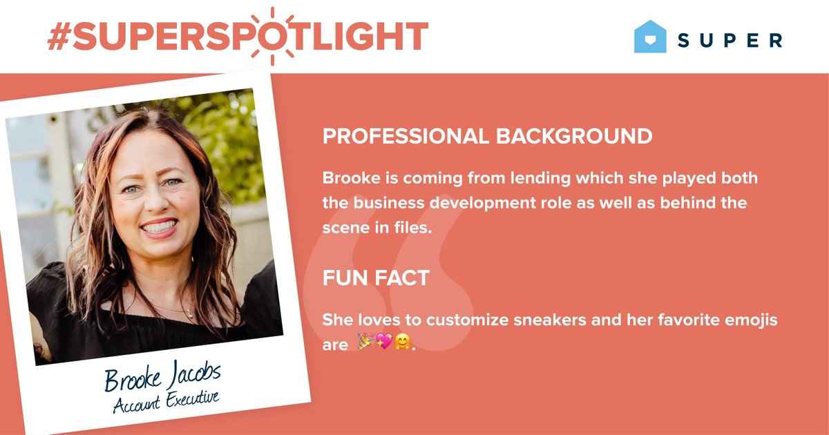 Our team is growing! Brooke is joining Super as an #AccountExecutive 🎉. She will be playing a huge role in the #Arizona market by nurturing and expanding our real estate agent relationships. 

#SuperSpotlight #SuperEmployee