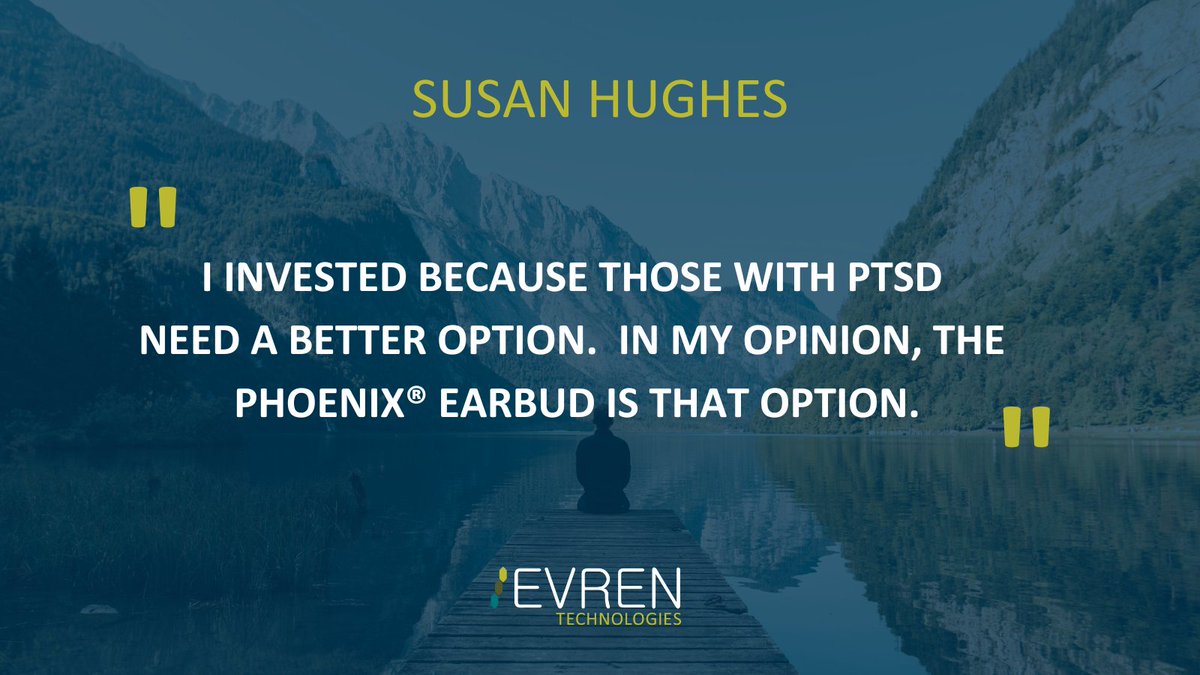 Check out what one of our recent investors is saying about Evren Technologies. 

“This technology could give the PTSD community a drug free option that truly works.” - Susan Hughes 

Visit our raise page to join our mission to empower patients! 
bit.ly/3LqCjfp