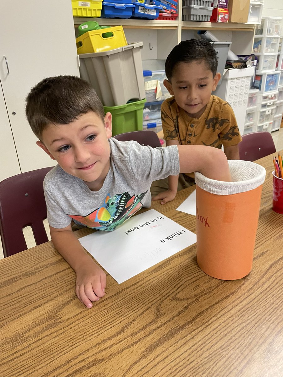 Carmel 5th graders and Kindergarteners use their scientific reasoning skills to identify items in Mystery Boxes!