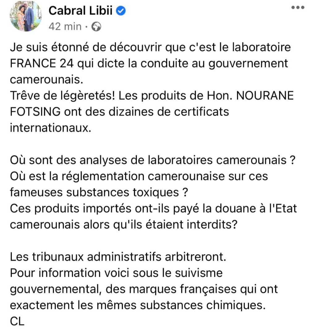 Annenzouankeu's tweet photo. Au #Cameroun, 1 députée commercialise 1boisson qui #blanchit la #peau. 1reportage TV créé la polémique. Le ministre santé @DrManaouda prend position contre le produit. La députée dit fermer boutique. Le chef de son parti politique politise l’affaire. Vidéo en commentaire. https://t.co/fUdl6t9sNL