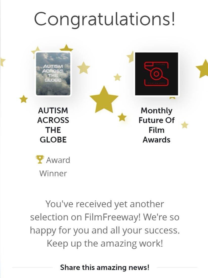 RimaIrani's tweet photo. AUTISM ACROSS THE GLOBE:awarded as Best Doc. in the "Monthly Future of Film Awards"-Macedonia,bears a lot of meaning.The soil where mother Teresa came to life &amp; the land that gave the world many prominent directors such as Milcho Manchevski. My gratitude to all who made it happen https://t.co/bg6srtuZtP