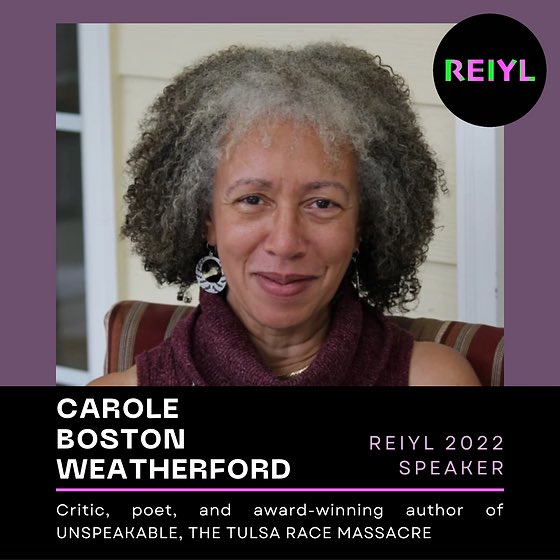 Don’t miss #REIYL2022 - Aug 12 & 13. The theme is Safe Passage: Trauma Recovery and Community Restoration in Inclusive Youth Literature and Beyond Keynote by Renee Watson; sessions ft Carole Boston Weatherford, Cheryl and Wade Hudson & more reiyl.com/coming-up-next