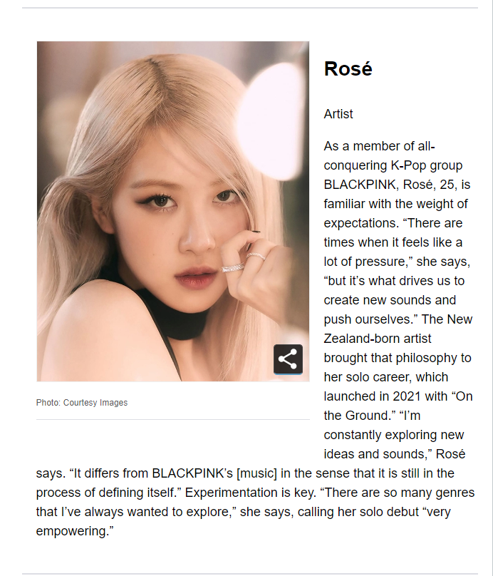 roseannebrasil's tweet photo. Variety inclui Rosé em artigo listando ela como 'Power Of Young Hollywood Impact 2022', ou seja, artistas que impactaram neste ano. Confira a tradução abaixo.

https://t.co/tpY7ZNimix
#ROSÉ #로제 @BLACKPINK https://t.co/1TYLOekUGR