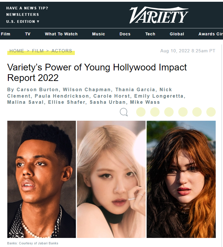 roseannebrasil's tweet photo. Variety inclui Rosé em artigo listando ela como 'Power Of Young Hollywood Impact 2022', ou seja, artistas que impactaram neste ano. Confira a tradução abaixo.

https://t.co/tpY7ZNimix
#ROSÉ #로제 @BLACKPINK https://t.co/1TYLOekUGR