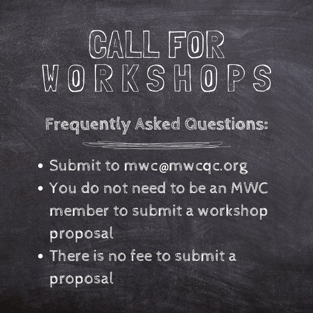 MWC_QC's tweet photo. We're looking for instructors on all manner of writing and in all aspects of the writing world so if you're not sure your workshop fits? No reason not to pitch it!
#mwc #mwcqc #midwestwritingcenter #writemorelight #writemore #workshop #writingworkshop #writersworkshop #amwriting https://t.co/IL58U7uz26