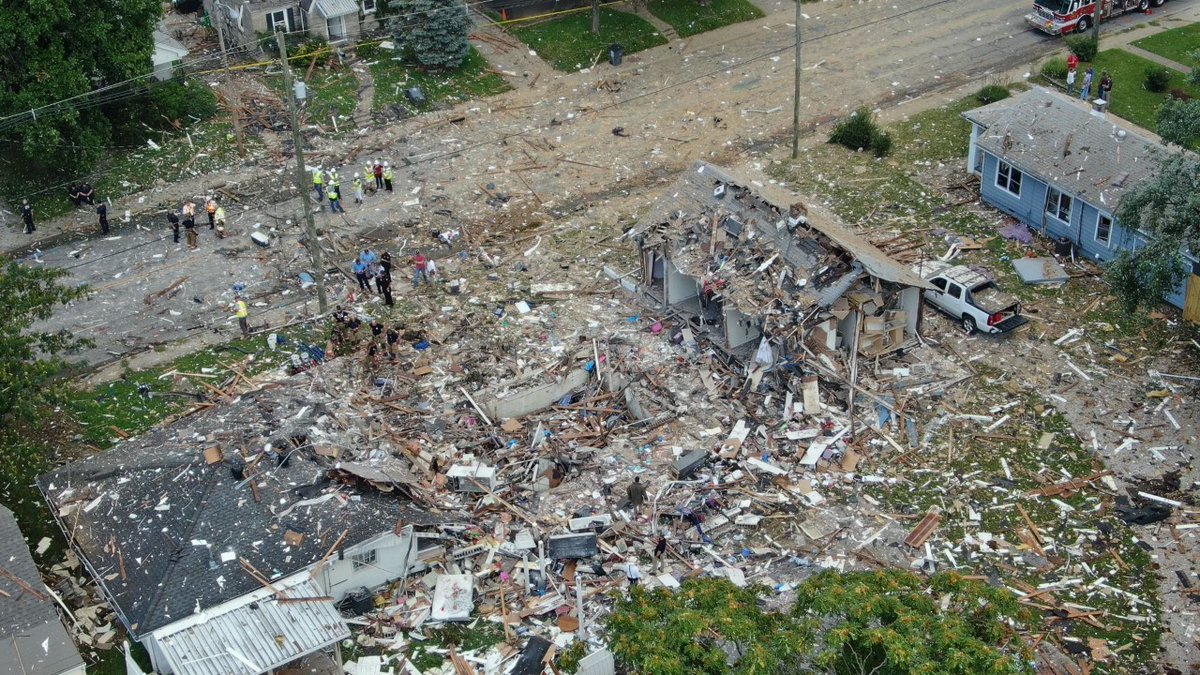 RyanReynolds's tweet image. The drone photos from the Weinbach Avenue explosion are heartbreaking. Credit to @mfetscher