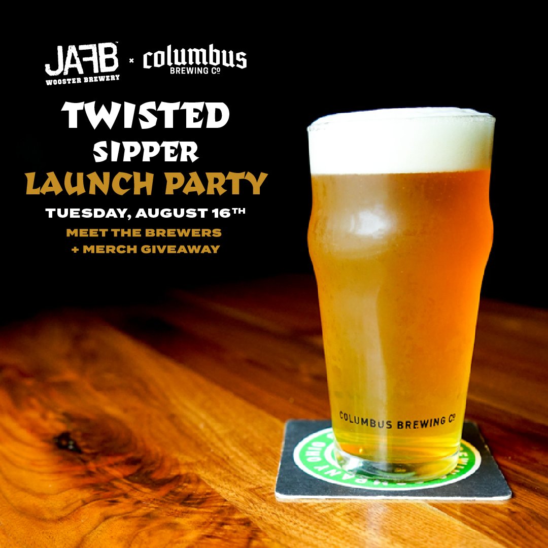 ColumbusBrewing's tweet photo. TWISTED SIPPER LAUNCH PARTY
Next Tuesday we're celebrating the launch of Twisted Sipper, a dank 6.9% American IPA, brewed in collab with @JAFBbeer! Meet the brewers and the first 30 people to order a pint of Twisted Sipper will receive special merch! https://t.co/5JHYJVlzMw