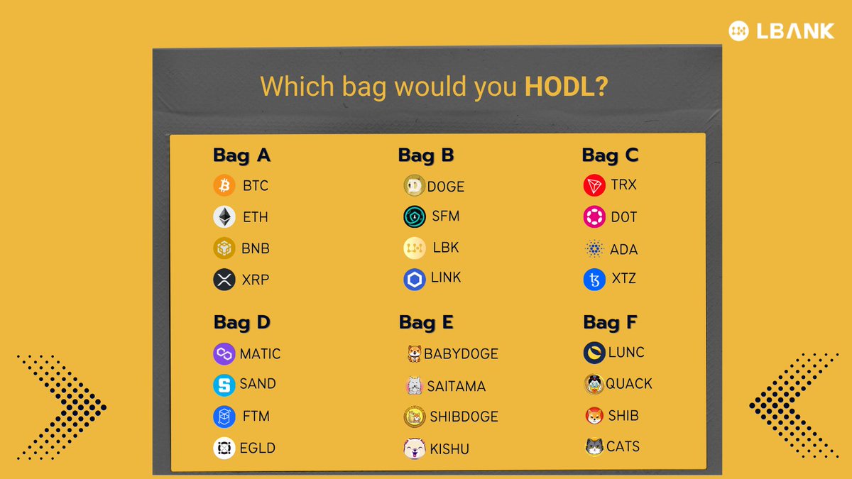 LBank_Exchange's tweet photo. 6 bags.
1 choice.
1 year of #HODLing is required.
Which would you pick and why? https://t.co/NxnGFXTfEz
