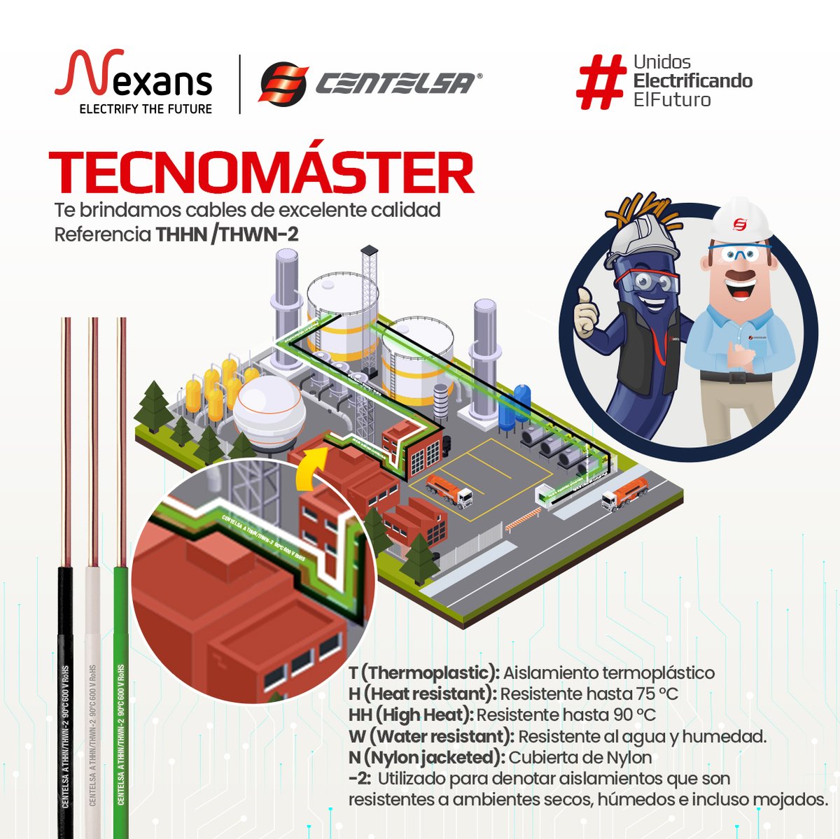 #Master l #Hoy en #Miércoles de #Tecnomáster te damos a conocer el cable más utilizado nivel residencial, el THHN /THWN-2, aquí te explicamos que significa a detalle esta referencia para que evites daños eléctricos.
#ElectrifyTheFuture #ElectrificamosElFuturo #Electricidad