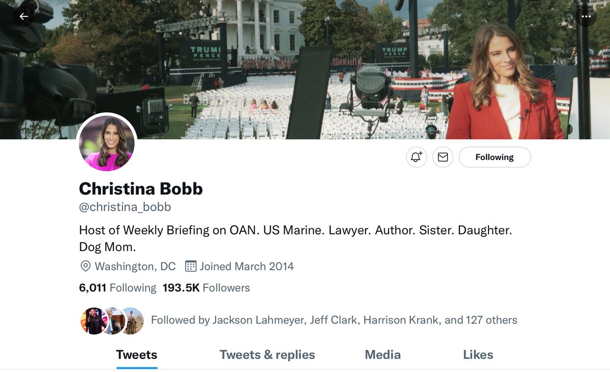 WeDidItOnce's tweet photo. @ryannicholos @CGasparino @FBI @TheJusticeDept Christina Bobb is not President Trump’s lawyer. #LowInformationTweeter https://t.co/ZrURy42Plt
