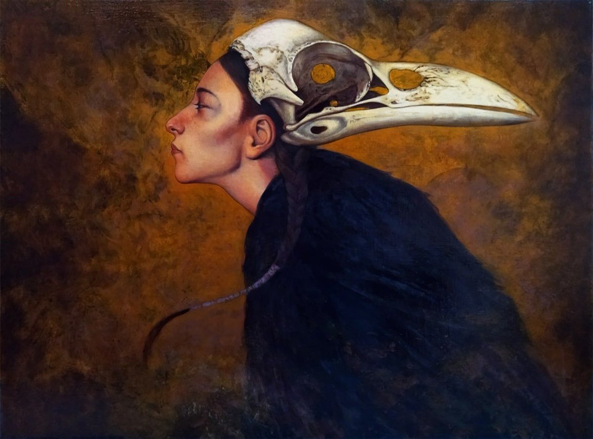 «Ворон» 2009 г. Холст, масло. 60x45 см. 
В частной коллекции 
#mysteric0n #illustration #art #character #pattern #fantasy #Illustrator #paint #DenisKobzev #painting #drawing #kunst #живопись