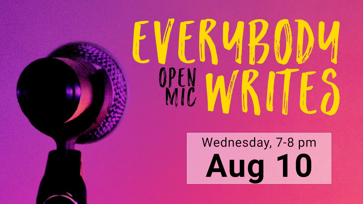 We'd love to see you tonight at our open mic!
All genres, writers, and styles of writing are encouraged!

Signup: forms.gle/mjrU7NPh1eoVmY…
When: Wednesday August 10, 7-8 pm
Where: CWC, 210 East 400 South #8
fb.me/e/2cXwssfsP