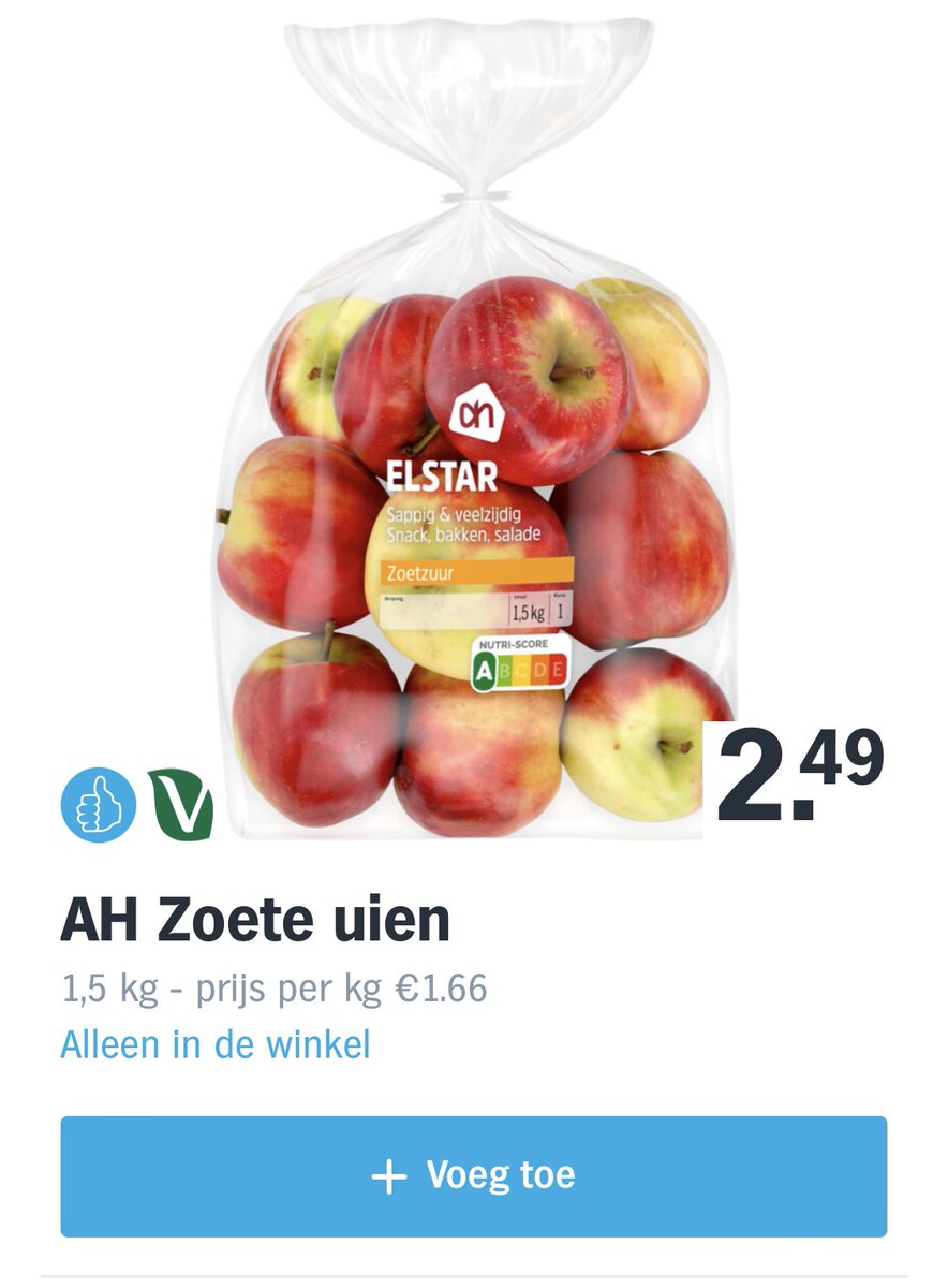 Mmm, #AlbertHeijn. Are these sweet onions as indicated, or apples?