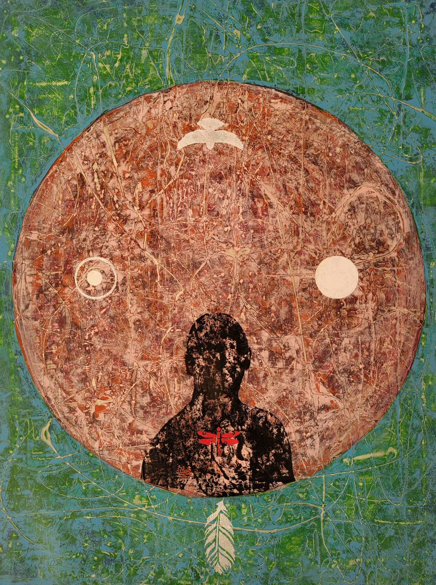 RickRad's tweet image. Another new painting. "Warrior Shield #4" 30" x 22" acrylic on paper