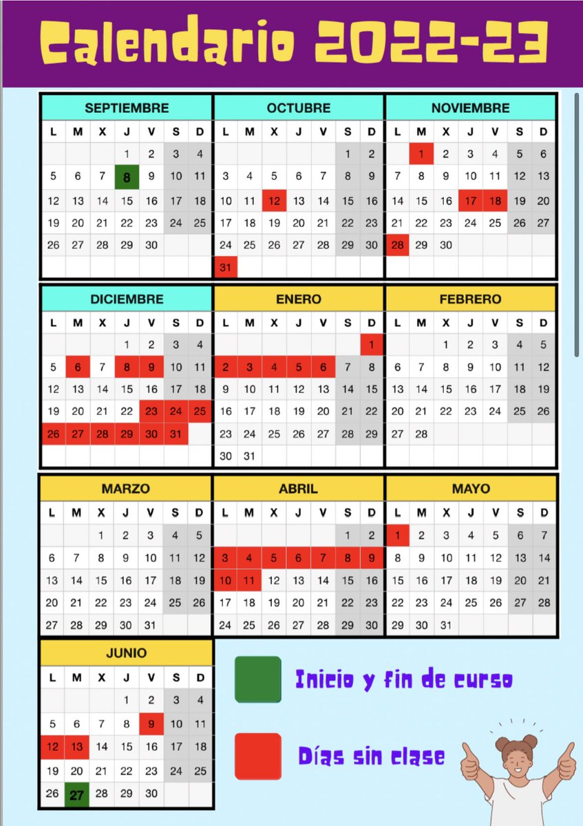 Calendario escolar de #Mazarrón
