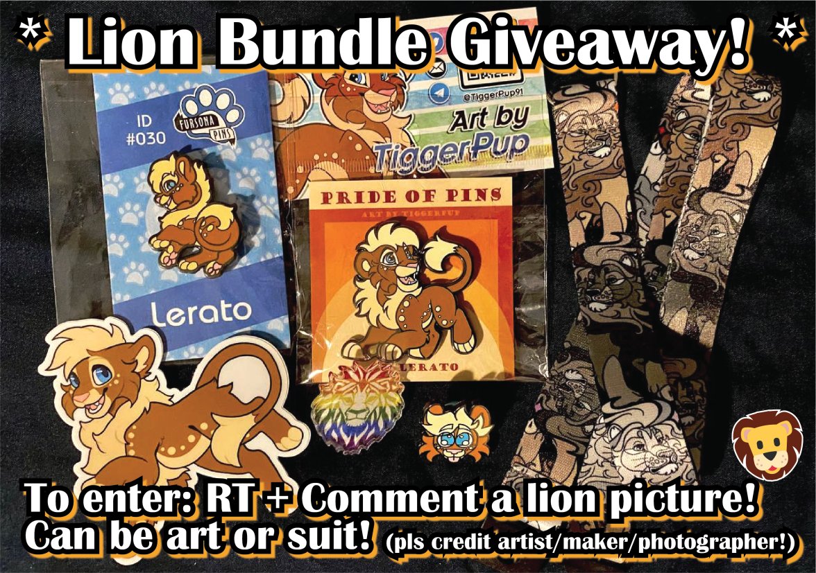 TiggerPup91's tweet photo. Thank you all for joining me this #WorldLionDay! Now I've got something for you- this lion-themed bundle shown below, 4 winners! (US ship) To enter, share some lion content of your own (w/ credit)! Art/suit pics you've made/commissioned, etc. (Or a TLK gif, that works too.) 🦁💕 https://t.co/95o4f40QRa