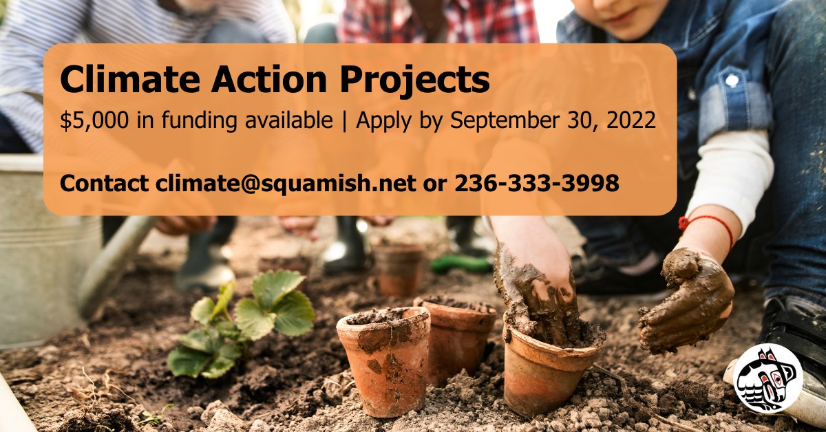 nchkaycorp's tweet photo. Squamish Nation members - do you want $5,000 to fund your community climate action idea? The Wa Lhkwáyel Skwiyíńtsut Project will select 10 initiatives for funding. Proposals are due Sept. 30th. Email climate@squamish.net for more info. Graphic via @SquamishNation #squamishnation https://t.co/fhDgRoG7WS
