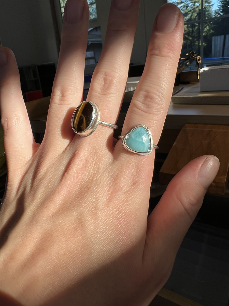 PositiveKnots's tweet photo. I took up a new craft this past month. I’m excited for my #metalsmith journey ahead 🤩 follow along to see all the beautiful things I make!
#ladyamith #ringmaker #jewelrymaker #jewelry #handmade #tigerseye #larimar #soldering https://t.co/LepM809Xbd