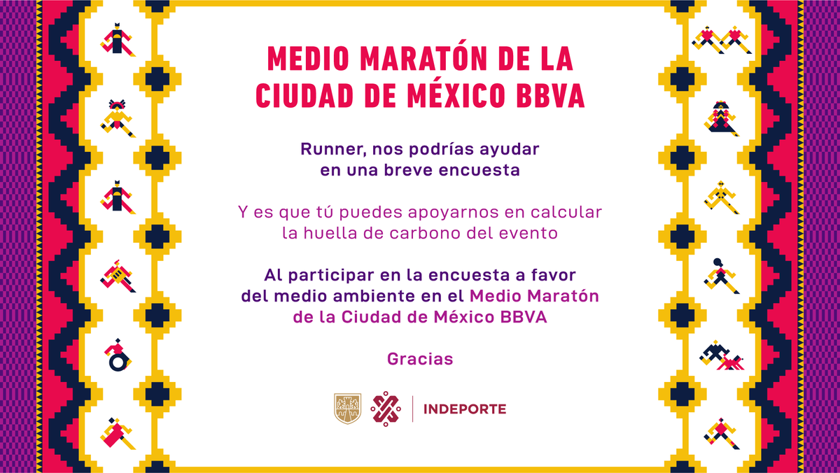 Tú puedes ayudarnos a calcular la huella de carbono del evento. 🏃🏽‍♂️🏃🏾‍♀️ Si participaste en el Medio Maratón de la Ciudad de México BBVA, responde esta breve encuesta y sé parte de las acciones en favor del medio ambiente ♻️. 👉🏽 forms.gle/qMkftiQFmajdRC…