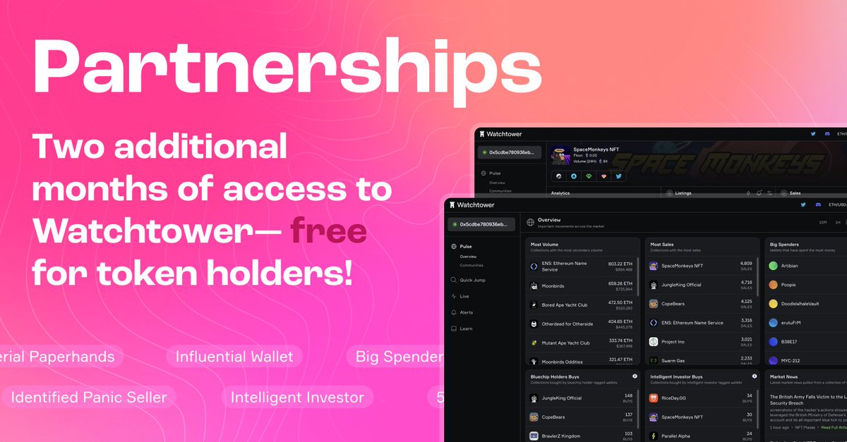 Announcing today — all Floor generation 1, 2 &amp; 3 token holders have two more months of free access to <a href="/watchtowerapp/">Watchtower</a> 📈👀