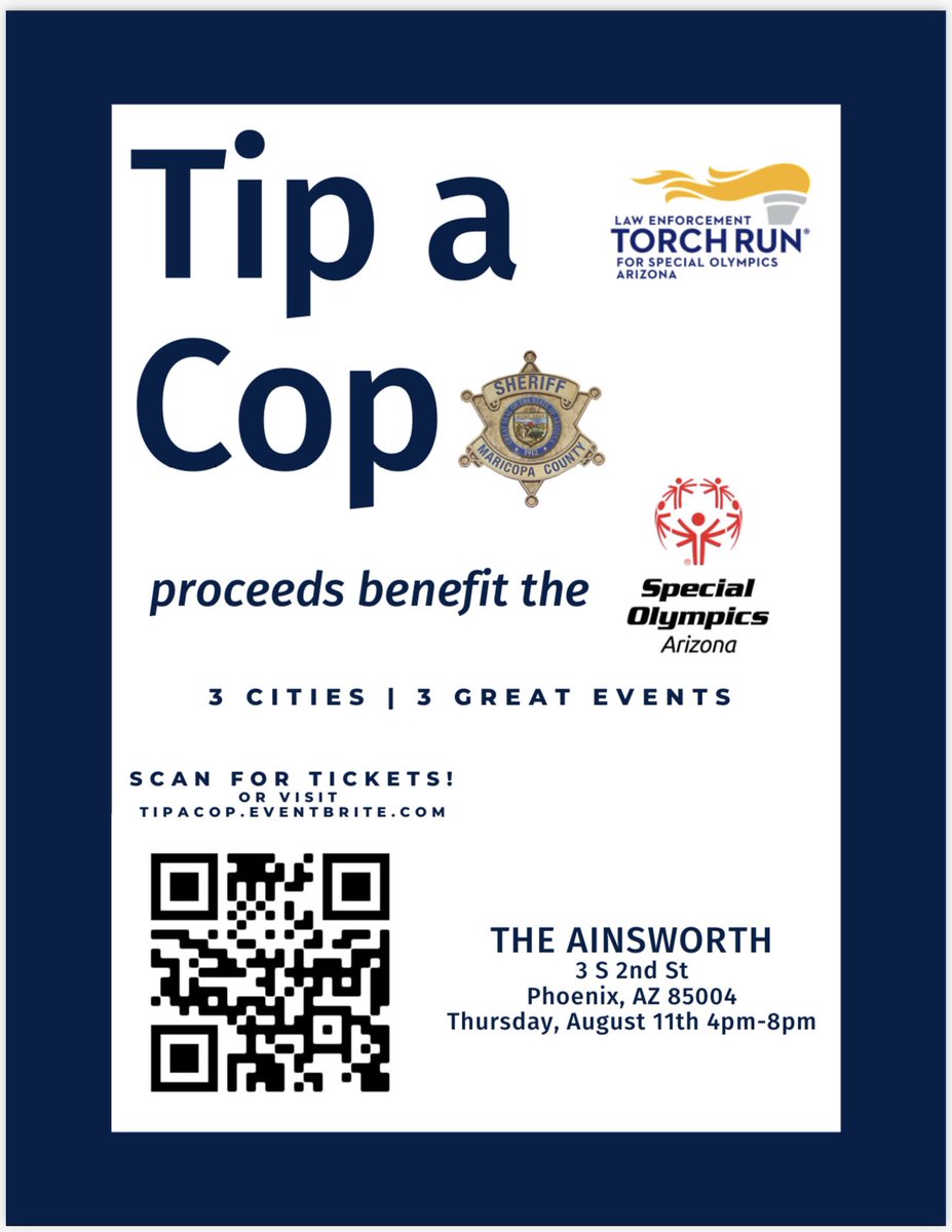 MCSOAZ's tweet photo. Upcoming events Aug. 11 - Tip a Cop &amp; Aug. 13 - Boating Safety. @TheAinsworth @DillonsKCBBQ https://t.co/sKfrU8GIMi