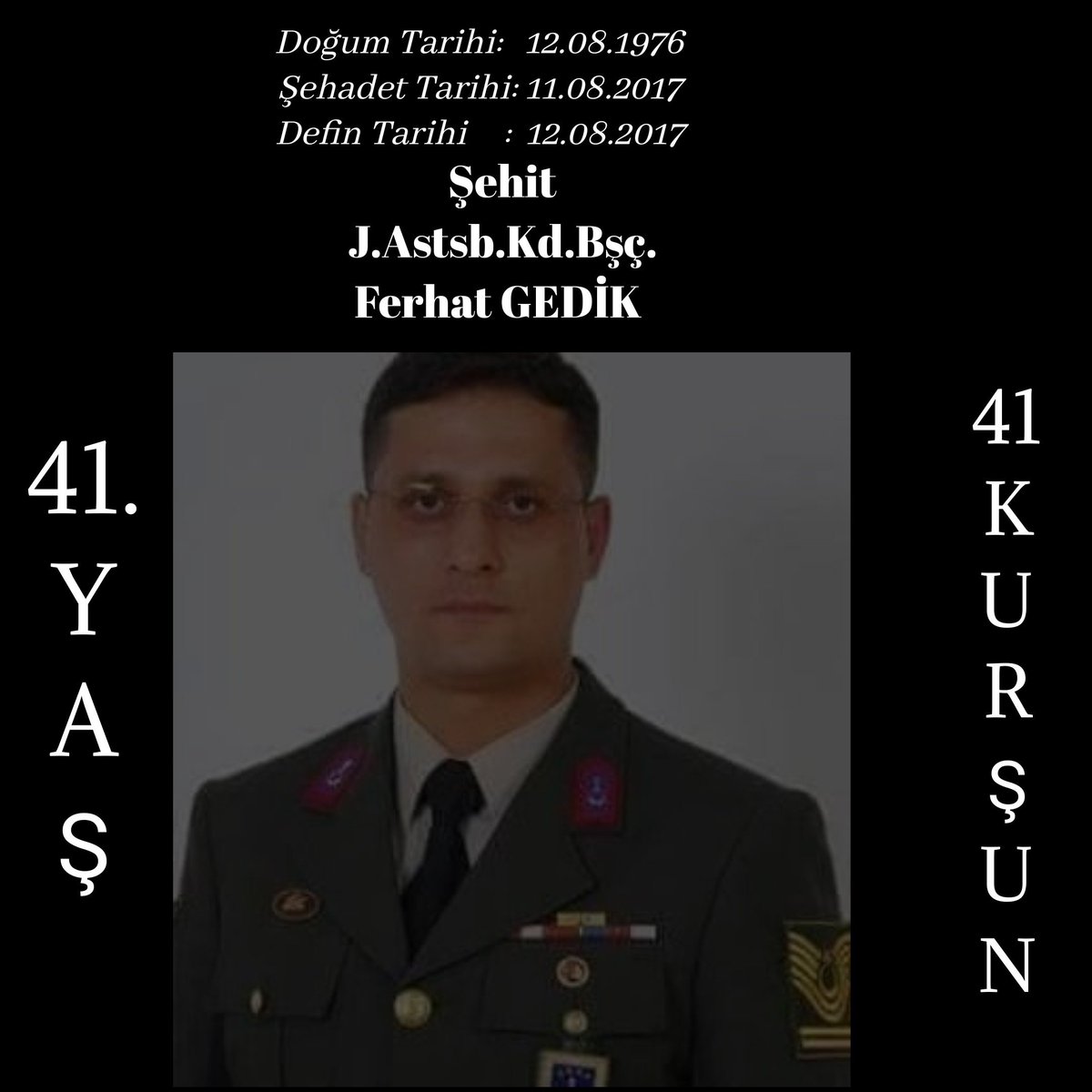 ArifGEDK3's tweet photo. Tam bundan 5 yıl önce. Eren Bülbülü korumak için üzerine atılıp 41.yaş gününde 41 kurşunla şehadet şerbetini içen abim Şehit Jandarma Astsubay Kıdemli Başçavuş #FerhatGedik  yattığın yer Nur Mekanın Cennet olsun inşallah.
#Hatay
#İskenderun 
#Bekbele 
#ŞehitFerhatGedik https://t.co/9pFkmdII0c