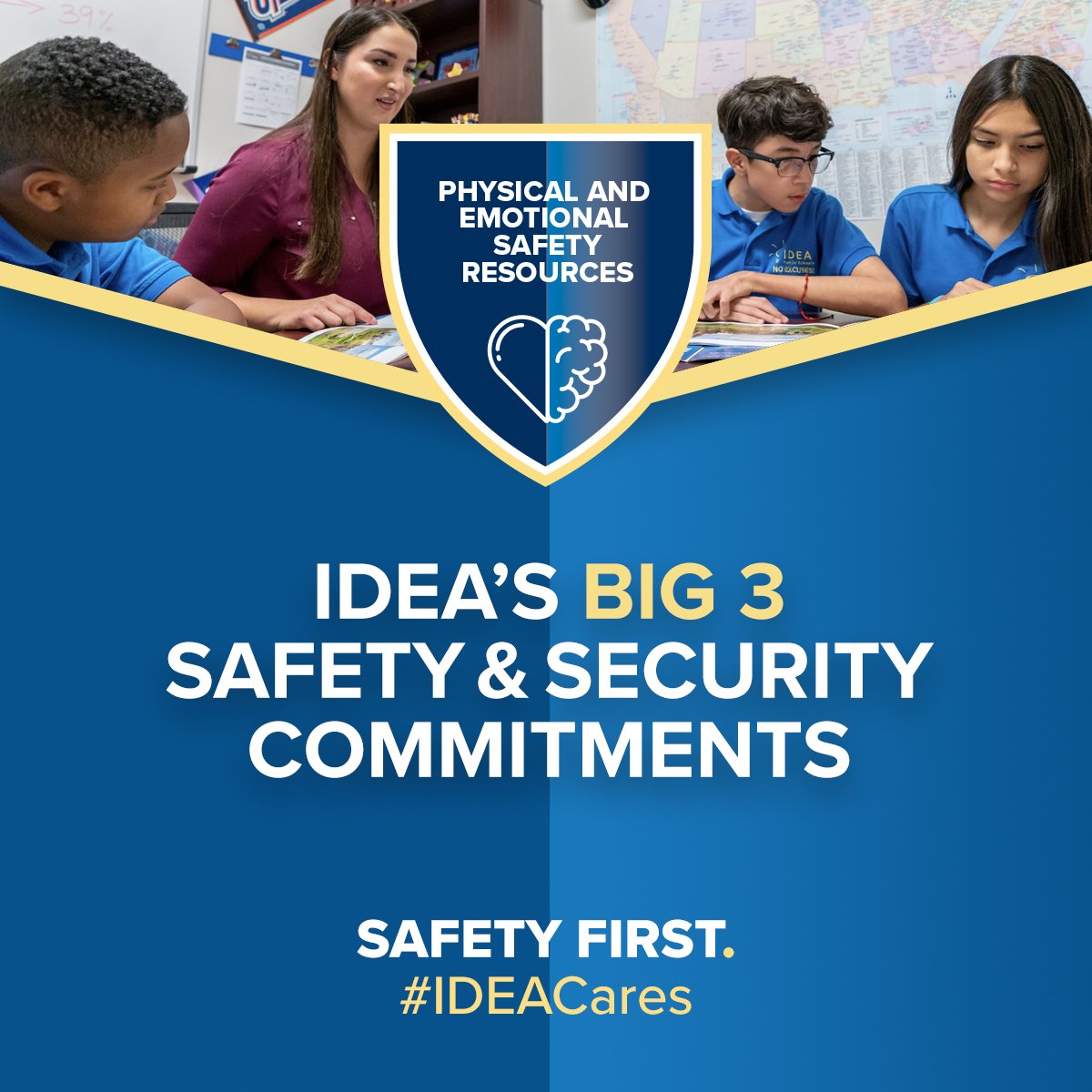 IDEAschools's tweet photo. At IDEA Public Schools, we rely on multi-layered security measures to enhance the safety and security of all students and staff. Nothing is more important than the safety of your child.
Click read our 3 Big Safety and Security Commitments to our Team & Family. 💡 #IDEACares https://t.co/fJ4WqltDRl