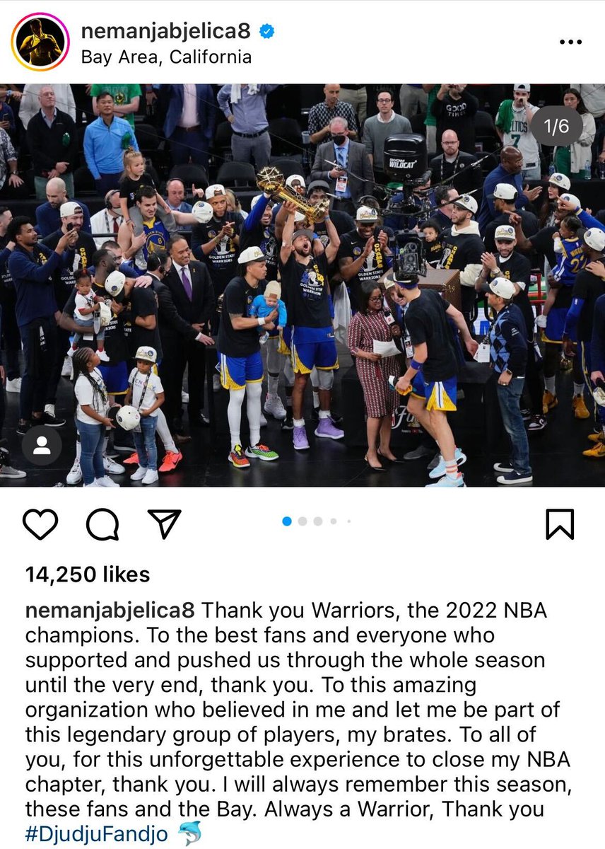 NBCSWarriors's tweet photo. Beli's goodbye to Dub Nation 💙

(via @NemanjaBjelica) https://t.co/vgxgcydQ9p