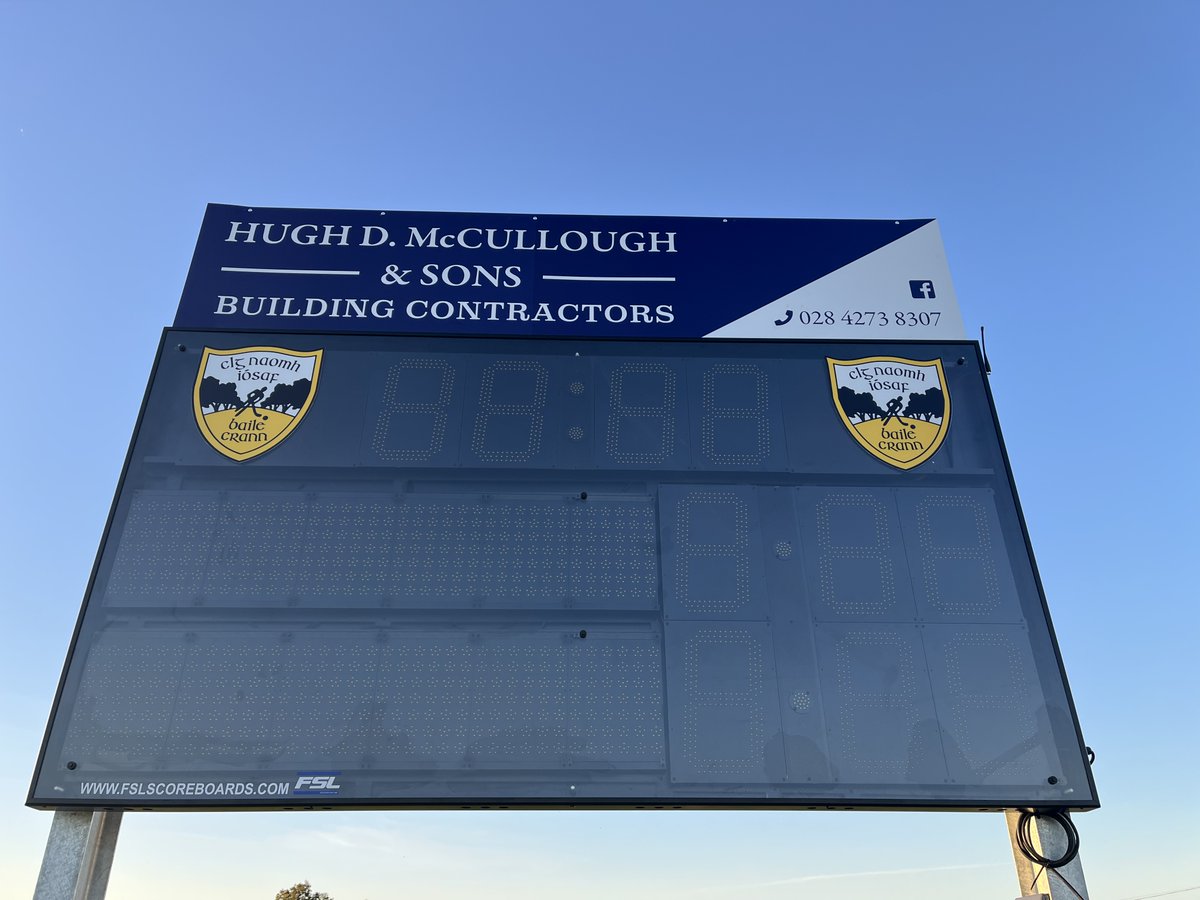 Thanks to McCullough’s for constructing the platform and bracket for our new scoreboard, and to Jeremy Rogers and Paul Smyth for all their work to get it up and running. Enjoy a few more aesthetically pleasing photos than the one which was posted last night😬