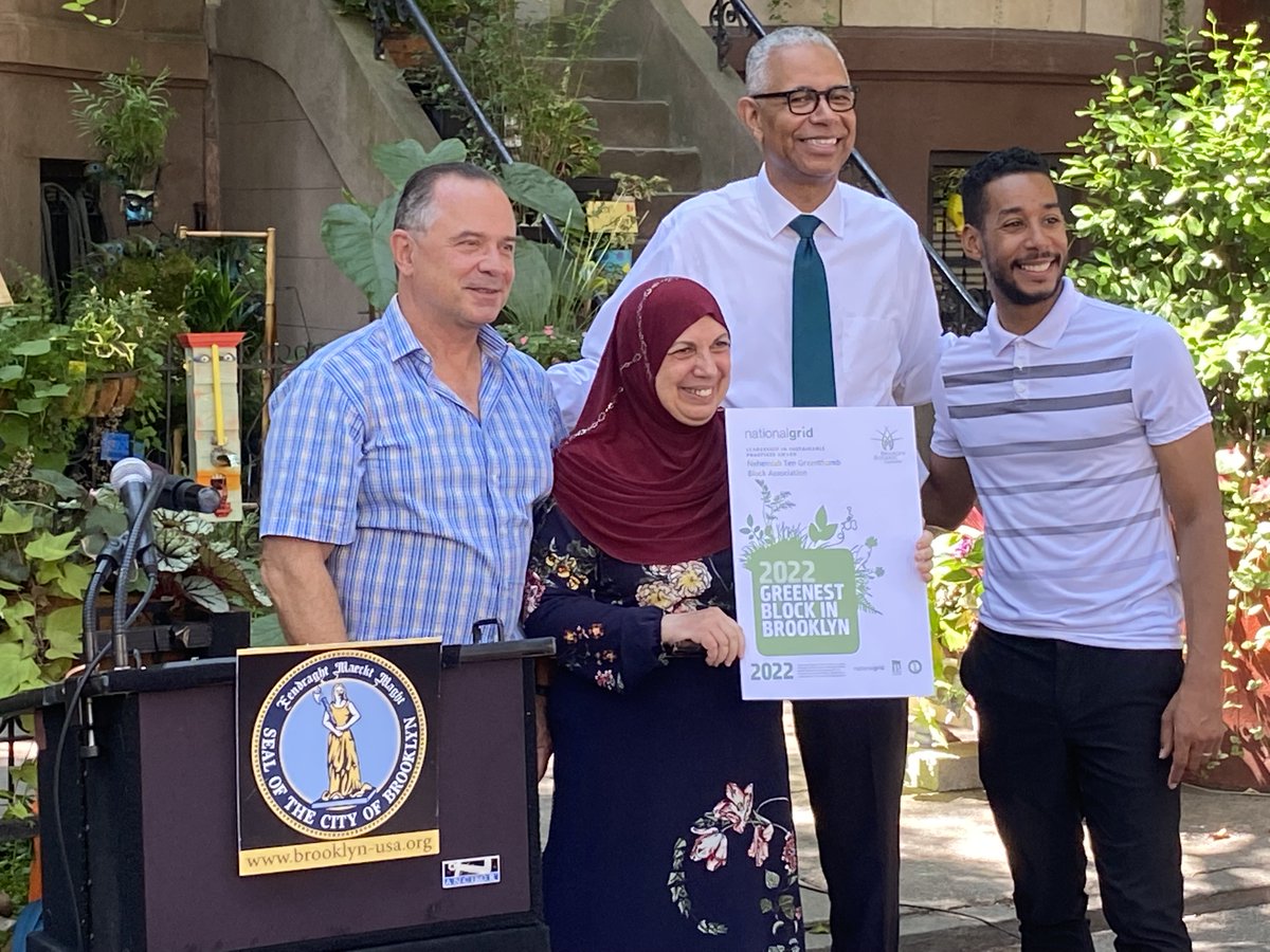 RudyWynterNG's tweet photo. So pleased to join @ReynosoBrooklyn and other leaders at the @BrooklynBotanic Greenest Block in Brooklyn award ceremony to present the @nationalgridus Leadership in Sustainable Practices award. Congratulations to the Nehemiah Ten Greenthumb Block Association Community Garden! https://t.co/rEak3bzEsa
