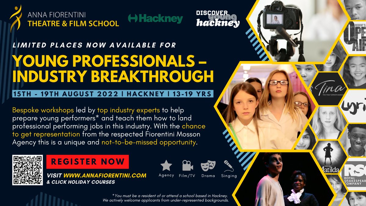Are you a young aspiring performer living in Hackney? <a href="/AnnaFiorentini/">Anna Fiorentini School</a> is running a series of bespoke workshops to help prepare young performers to land performing jobs. 
Sessions start: Aug 15
Sign up here: bit.ly/LHDiscoverYH
<a href="/younghackney/">Young Hackney</a> <a href="/LoveHackney/">Love Hackney</a> #DYH22