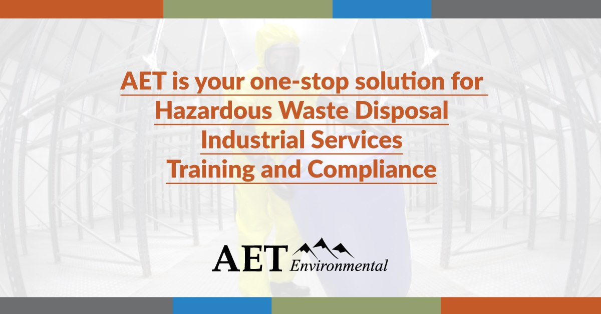 aetenvironment1's tweet photo. AET Environmental is a leading provider of three core environmental services:
Hazardous waste management
In-plant remediation and support services
Compliance and training.
Your solutions are found here... https://t.co/l9FNXRZSYn https://t.co/cfPvTYwQbO