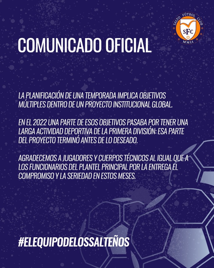 SaltoFC1's tweet photo. 🟠⚪ COMUNICADO OFICIAL DE SALTO FÚTBOL CLUB 🟠 ⚪ https://t.co/uDJXwDZNBH