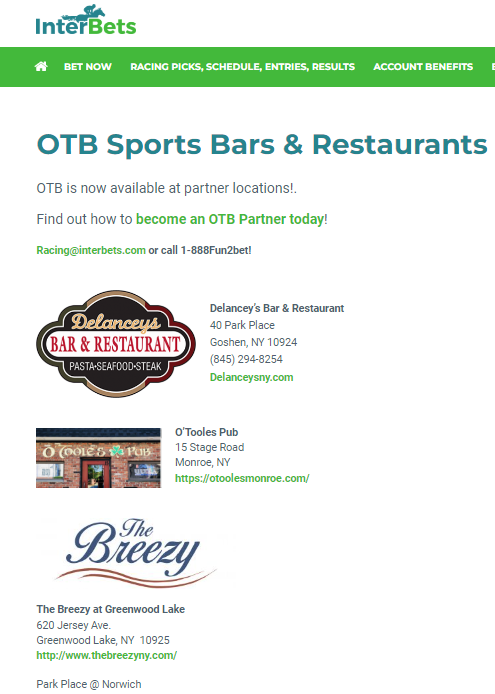 interbets's tweet photo. Eat, drink &amp; #Bet!  #OTB Sports Bars #Delanceys, #MattinglysTavern, #MarinersHarbor, #KentCountrysideInn #FredsInn, #ParkPlace, #GeorgieOs, #BirtchysJoint, #VillaRoma, #OTooles #TheBreezy, #VentureInn!  #HudsonValley #Binghamton #Norwich
More info:  https://t.co/k3jHoQPZT1 https://t.co/NYJcQBArEF
