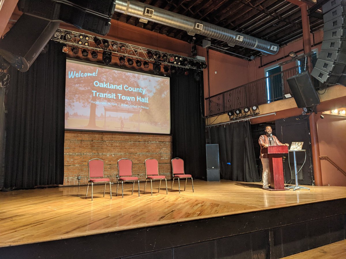 MotorCityFR's tweet photo. If you're not making public comment at the Oakland County Commission, you can join us at the Crofoot for @DetroitTransit 's Transit Town Hall! Featuring Pontiac City Council member Mikel Goodman https://t.co/Zm7q4RWJVx