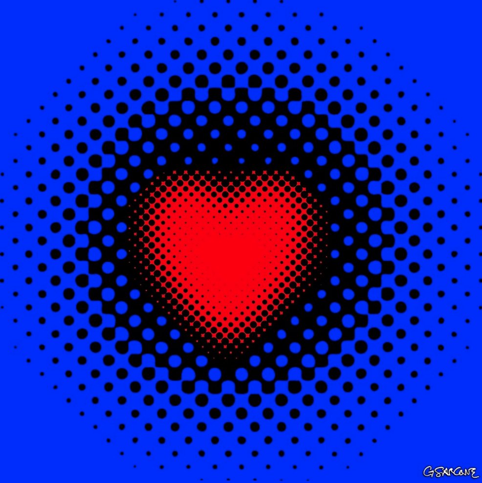 gsarcone's tweet photo. 'Pulsating Heart' (2003). In this Op Art work the heart looks like to pulsate and shrink!
Available as prints and posters from my online store: https://t.co/4k6JE4G84q
#selfmoving #opticalillusion #opart https://t.co/IDvSB7k0MZ