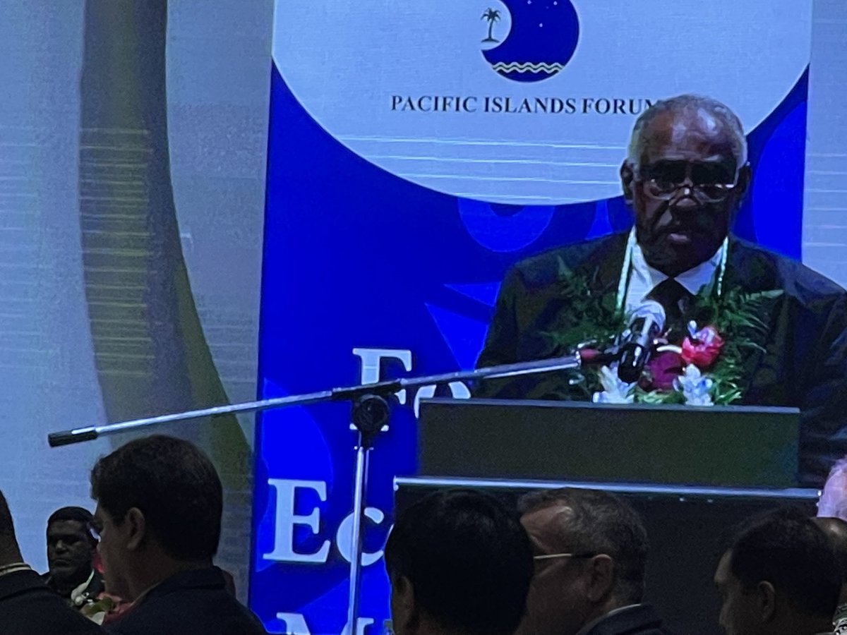 ForumSEC's tweet photo. Climate change menacing to island economies also dealing with economic brunt of global trends - #Vanuatu DPM Kalsakau calls for vigilance at #FEMM2022 #Pacific2050 https://t.co/WRUEHThrcn