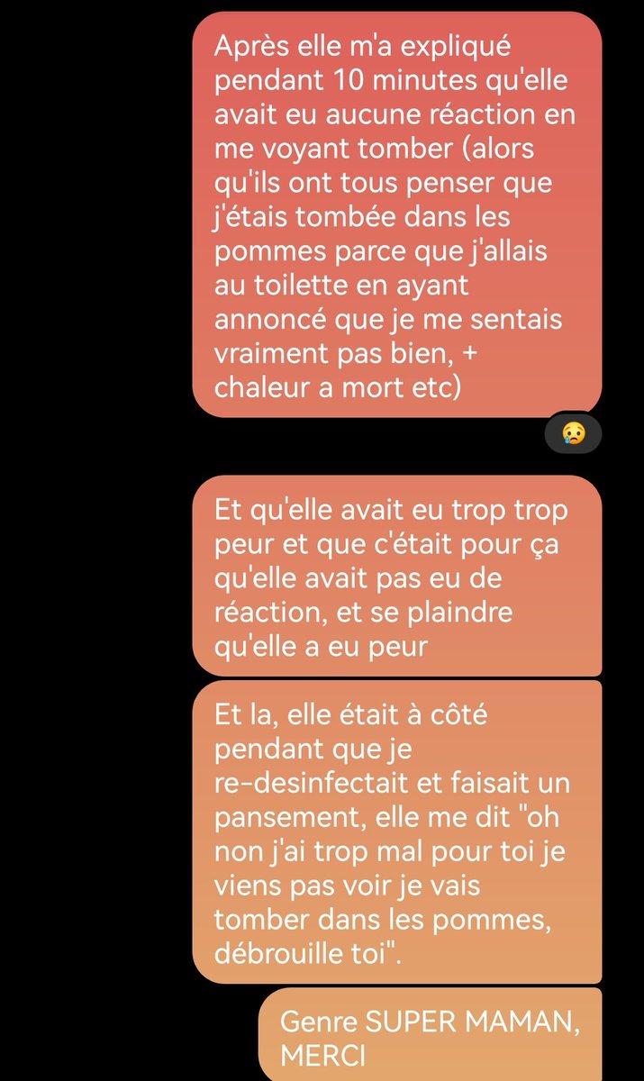 ___Witch_______'s tweet photo. Je le suis blessée ( bien comme il faut) au pied en tombant en me tordant la cheville, en cherchant des toilettes a un concert parce que je me sentais trop mal (notamment à cause de la chaleur). Réaction de ma mère: https://t.co/dyWOyRKtMZ